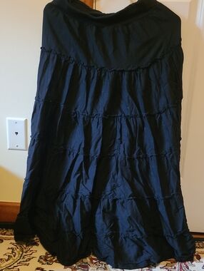 Style & Co. Black Tiered Maxi Skirt with Gathered Panels